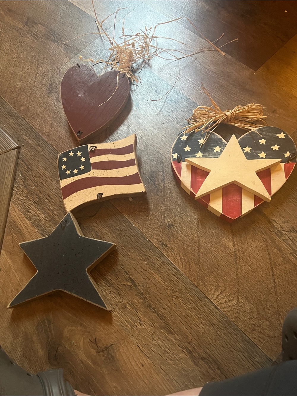 Source Unknown Patriotic Wooden Wall Decor Set - Red, White, Blue, Brown